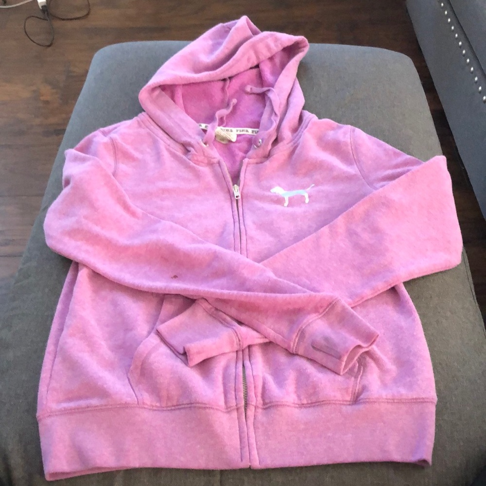 PINK ZIP UP HOODIE